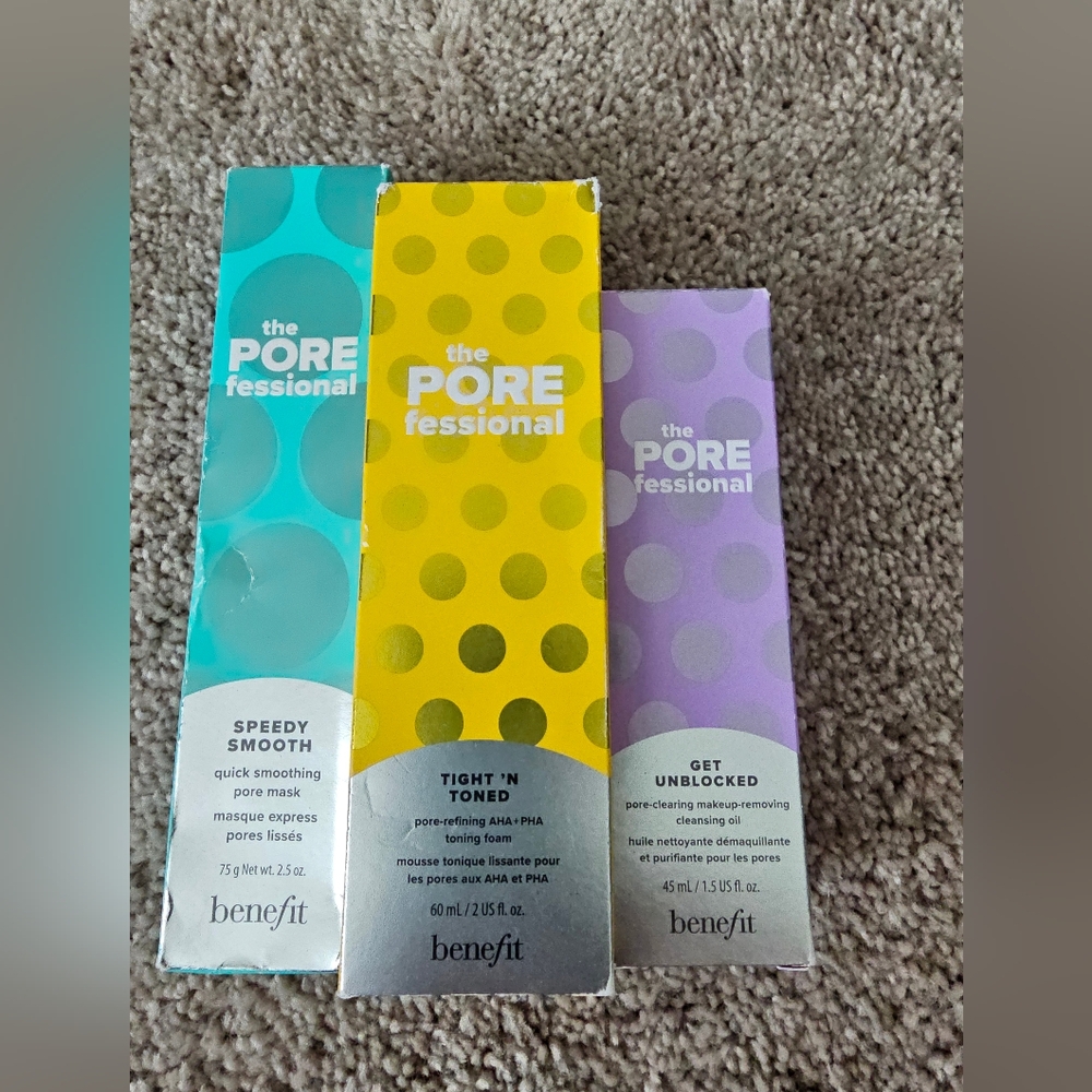 Benefit POREfessional Skincare Set in Teal, Yellow, and Purple